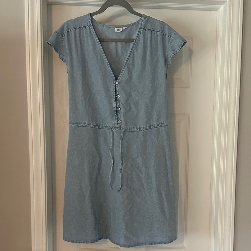 GAP Light Blue Button-Front Mini Dress
